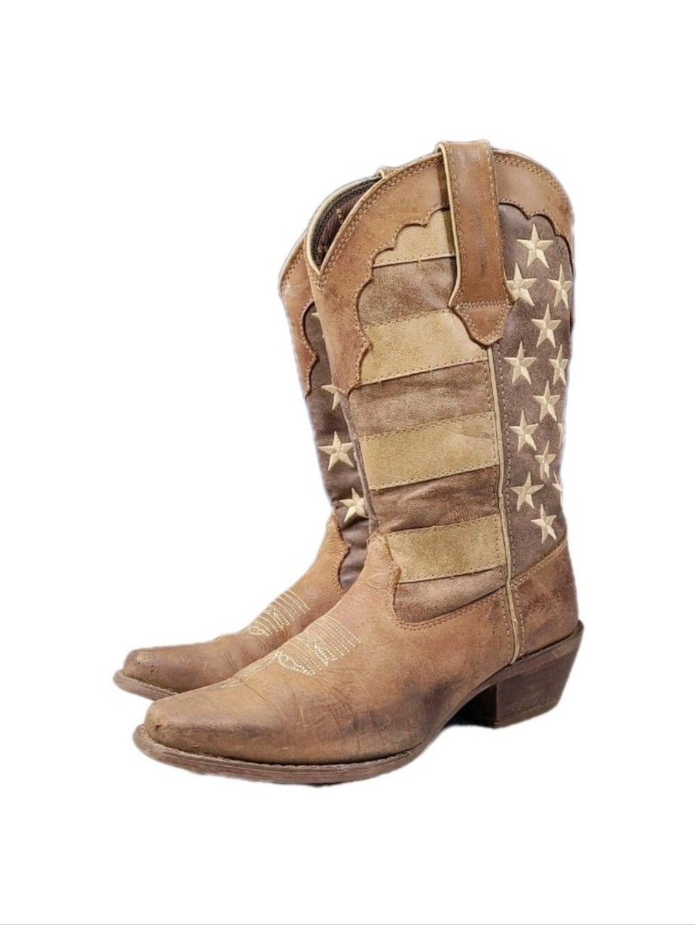 Durango Crush 12" Western Boots Brown Union Flag Distressed Women's Size 6 M